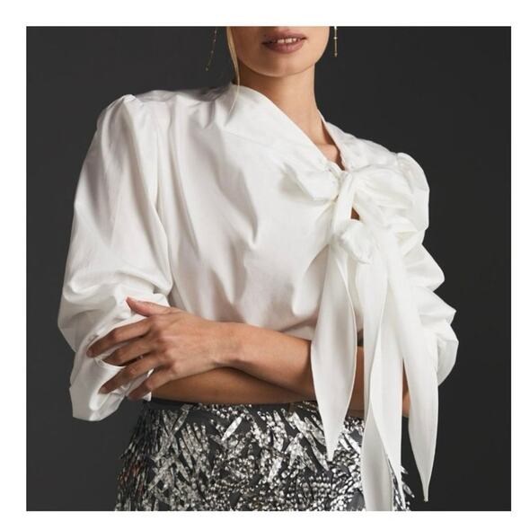 Maeve Anthroplogie Double Bow Blouse Shirt Top Size Small - Picture 2 of 6